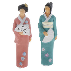 2pcs 1:64 Échelle Modèle de Femmes Japonaise Miniature Aciton Chiffres Décoration de Bureau à Domicile