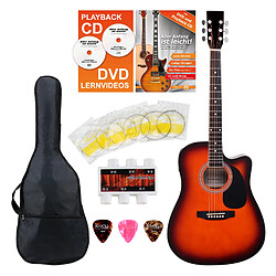 Classic Cantabile guitare acoustique folk avec micro pick-up, pack démarrage à 5 pièces sunburst 