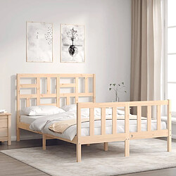 Avis Maison Chic Cadre/structure de lit avec tête de lit pour adulte - Lit Moderne Chambre 140x190 cm bois massif -MN78686