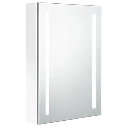 Maison Chic Armoire de salle de bain,Meuble de rangement,Meuble haut à miroir LED Blanc brillant 50x13x70cm -GKD223385