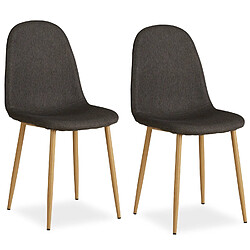 Decoshop26 Lot de 2 chaises de salle à manger cuisine confortable et moderne en tissu anthracite pieds métal aspect bois CDS06103 