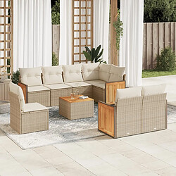 Maison Chic Salon de jardin avec coussins 9 pcs, Ensemble Tables et chaises de jardin, beige résine tressée -GKD531123