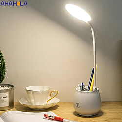 Universal Lampe de bureau à LED flexo avec USB Touch Lampe de bureau verticale à LED dimmable Lampe de lecture Lampe d'apprentissage moderne et souple avec porte-stylo(blanche)