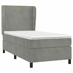 Avis Maison Chic Lit Adulte - Lit simple Lit à sommier tapissier et matelas moelleux - Meuble de Chambre - Gris clair 100x200cm Velours -MN84854