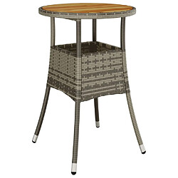 vidaXL Table de jardin Ø60x75 cm Acacia et résine tressée Gris