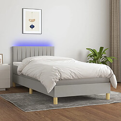 vidaXL Sommier à lattes de lit avec matelas et LED Gris clair 90x200cm 