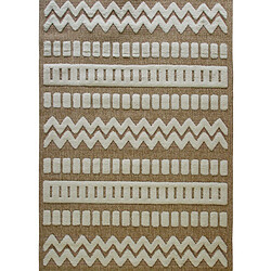 Thedecofactory JUTE RELIEF MEX - Tapis effet jute à motif géométrique en relief blanc 80x150