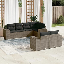 vidaXL Salon de jardin avec coussins 7 pcs gris résine tressée