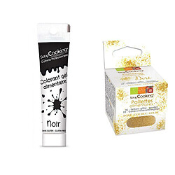 Scrapcooking Gel colorant alimentaire noir + paillettes dorées