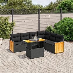 Maison Chic Ensemble Tables et chaises d'extérieur 7pcs avec coussins,Salon de jardin noir résine tressée -GKD487059