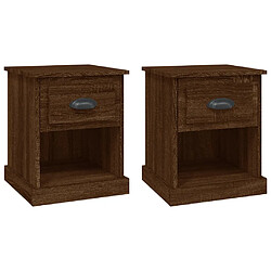 vidaXL Tables de chevet 2pcs chêne marron 39x39x47,5cm bois ingénierie