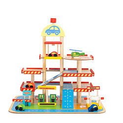 Circuit Voitures Jouet pour Enfants et Garage Montessori Robincool Monza 50x40x47cm 5 Accessoires Inclus Bois Écologique