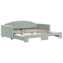 Maison Chic Lit de jour avec lit gigogne et matelas, Lit de repos Lit d'invité pour Salon Chambre,Canapé-lit gris clair 100x200 cm velours -MN15087