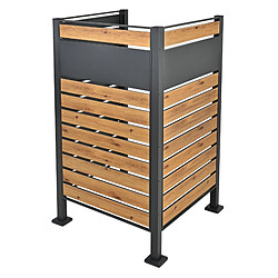 ML-Design Clôture pour 1 Poubelle, en Acier, Aspect Bois/Anthracite, 150x91 cm, Antirouille, Module d'Extension Boîte à Poubelle, Stockage Habillage pour Conteneur, Protection Visuelle de Jardin 