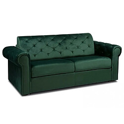 Inside 75 Canapé CHESTERFIELD convertible EXPRESS 140 cm matelas 16cm velours vert 