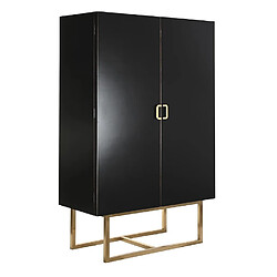 Pegane Armoire de rangement en bois coloris noir avec pied en métal doré - Longueur 110 x Profondeur 50 x Hauteur 180 cm 