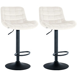 Decoshop26 Lot de 2 tabourets de bar structure métallique noir assise en velours crème avec surpiqûres 10_0004444 