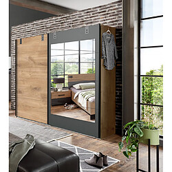 Pegane Chambre à coucher complète adulte (lit 140x200 cm + 2 chevets + armoire) coloris chêne foncé