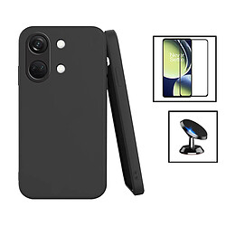 PHONECARE Kit Film Verre Trempé 5D Full Cover + Coque Silicone Liquide + Support Magnétique de Voiture pour OnePlus Ace 2V - Noir 