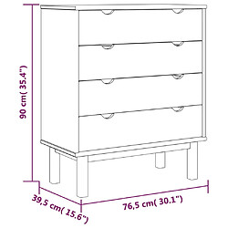 vidaXL Commode OTTA Marron et blanc 76,5x39,5x90 cm Bois de pin massif pas cher