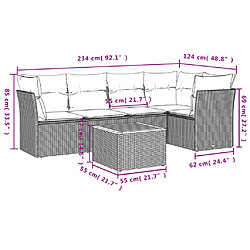 Acheter vidaXL Salon de jardin 6 pcs avec coussins gris résine tressée