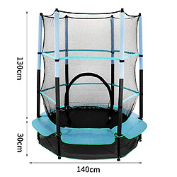 Tranpoline Exterieur avec Filet de protection - Trampoline enfant et adulte-K IKIDO-Ø 140 x 160H(130hauteur de filet)-Trampoline de jardin-Ressort-Cadre en acier-Bleu