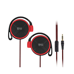 LUUCOZK Écouteurs filaires ergonomiques antibruit 3,5 mm stéréo sport crochet d'oreille écouteurs pour course à pied-rouge 