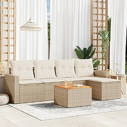 vidaXL Salon de jardin avec coussins 6 pcs beige résine tressée 