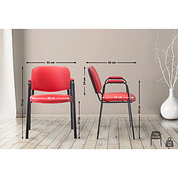 Decoshop26 Chaise visiteur avec accoudoirs intégrés zone d'attente en PVC rouge piètement à 4 pieds en métal noir 10_0003378