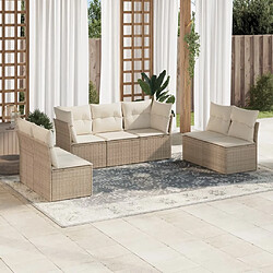 vidaXL Salon de jardin avec coussins 7 pcs beige résine tressée 