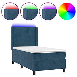 vidaXL Sommier à lattes de lit matelas et LED Bleu foncé 100x200 cm