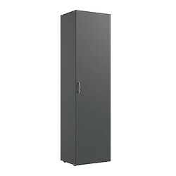 Pegane Armoire, meuble de rangement avec 6 tablettes coloris graphite - longueur 45 x hauteur 185 x profondeur 40 cm