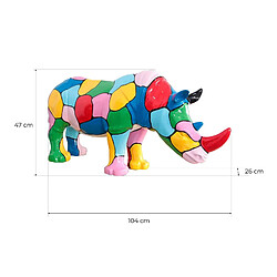 Acheter Statuette Figurine Décorative Rhinocéros Taille L Kuatéh en Polyrésine 104x26x47 cm Multicolore