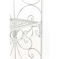 Decoshop26 Banc de jardin avec arche à rosiers en métal blanc vieilli style vintage MDJ10183 pas cher