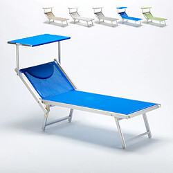 Beach And Garden Design Bain de soleil transat professionnel chaise longue piscine aluminium Italia, Couleur: Bleu