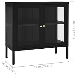 vidaXL Buffet Noir 70x35x70 cm Acier et verre pas cher