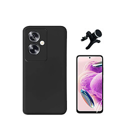 Kit de film en verre trempé de la couverture en 5D + boîtier en silicone liquide + porte-voiture renforcé Phonecare pour Oppo A79 5G - le noir 