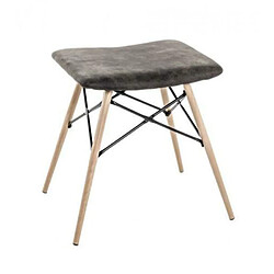 Pegane Tabouret coloris hêtre-gris-noir en acier - L 48 x P 40 x H 47 cm 