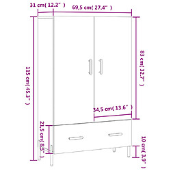 vidaXL Buffet haut noir 69,5x31x115 cm bois d'ingénierie pas cher