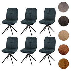 Mendler Lot de 6 chaises de salle à manger HWC-M68, fauteuil de cuisine, pivotant Auto-Position, métal tissu/textile ~ bleu