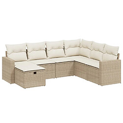 Maison Chic Salon de jardin avec coussins 7 pcs, Ensemble Tables et chaises de jardin, beige résine tressée -GKD290864 