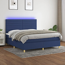 vidaXL Sommier à lattes de lit et matelas et LED Bleu 180x200 cm Tissu 