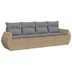 vidaXL Salon de jardin avec coussins 4 pcs beige résine tressée