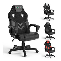 Fauteuil de Bureau Inclinable - BIGZZIA Fauteuil Gamer Hauteur Réglable - avec dossier respirant et appui-tête confortable - Noir et Gris