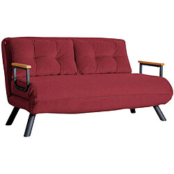 Hanah Home Canapé 2 places convertible en tissu Sando bordeaux.