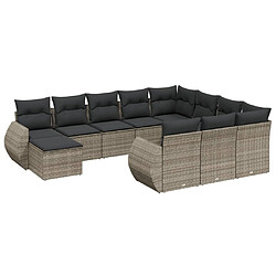 Maison Chic Salon de jardin 11 pcs avec coussins, Ensemble Tables et chaises d'extérieur gris résine tressée -GKD603624