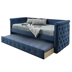 Acheter Vente-Unique Lit banquette gigogne LOUISE - 2x90x190cm - Tissu bleu + matelas