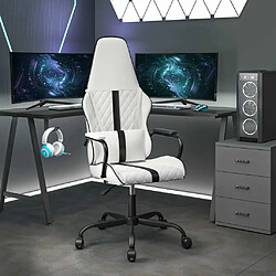 Maison Chic Chaise Gaming | Chaise de jeu Ergonomique | Chaises de Bureau Blanc et noir Similicuir -GKD18655