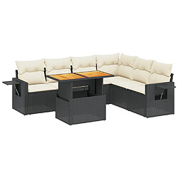 Maison Chic Ensemble Tables et chaises d'extérieur 7pcs avec coussins,Salon de jardin noir résine tressée -GKD306199