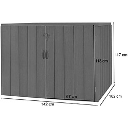 Decoshop26 Abri de poubelles extérieur conteneurs à ordures jusqu'à 4 bacs 117x142x102 cm aspect métal bois, extensible anthracite 04_0005610 pas cher